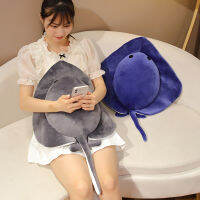 Kawaii Manta Ray ของเล่นตุ๊กตาการ์ตูนเรย์ตุ๊กตาโยนหมอนนุ่มยัดไส้ปลาของเล่นโซฟาเบาะนอนหมอนของขวัญสาวเด็ก