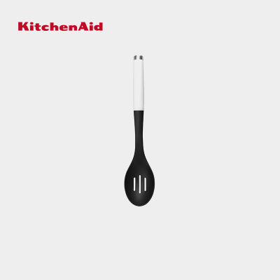 KitchenAid Nylon Slotted Spoon - Onyx Black/ White ช้อนตักอาหารไนล่อน สีขาว