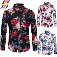 CODHaley Childe Oversize Men Plain Casual Shirts Plus Size Long Sleeve Printed Shirts Summer Men Slim Fit Floral Tops