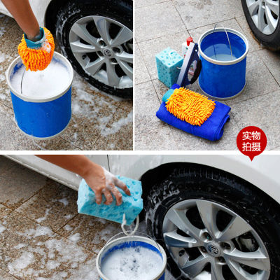Foldable Car Wash Bucket Portable Auto Oxford Cloth for Microfiber Applicator Motorcycle Wash Tire Detailing Car Gum Scleich
