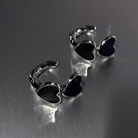 【YF】☒ஐ  Goth Enamel Stud Earrings for Fashion Hollow Metal C-Shaped Jewelry