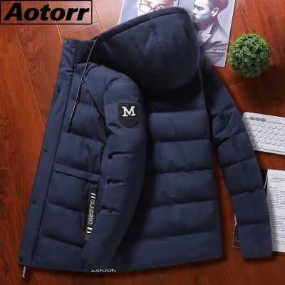ZZOOI Brand Winter Thick Down Jacket Men Warm Cotton Duck Down Coat Fashion Mens Casual Hooded Parka Windproof Male Slim Outerwear 5XL