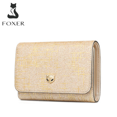 Foxer หญิงหรูหรากระเป๋าเงินเลดี้ผู้ถือบัตรแยกหนังเลดี้เงินกระเป๋าสตางค์ผู้หญิงเก๋กระเป๋าเหรียญขนาดเล็ก