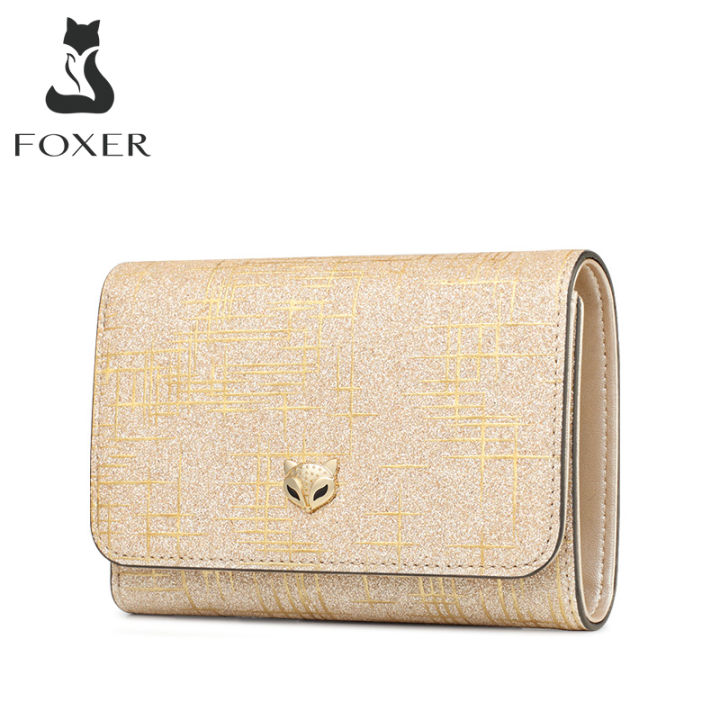 foxer-หญิงหรูหรากระเป๋าเงินเลดี้ผู้ถือบัตรแยกหนังเลดี้เงินกระเป๋าสตางค์ผู้หญิงเก๋กระเป๋าเหรียญขนาดเล็ก