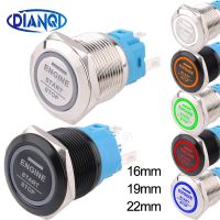 Red12V220V 16/19/22mm icon Momentary Engine Start Stop design Metal Push Button Switch Car Boat Symbols Lamp LED Reset Auto Boat