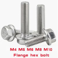 1-10pcs/lot DIN6921 M4 m5 m6 m8 m10 M12 Stainless Steel Hex Flange Bolt Serrated Flanged Bolt Nails Screws Fasteners