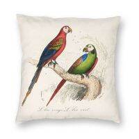 xzx180305   Vintage Parrot นก Art Square หมอนของตกแต่งเคส Psittacine ปลอกหมอนโยนหมอนสำหรับโซฟาพิมพ์