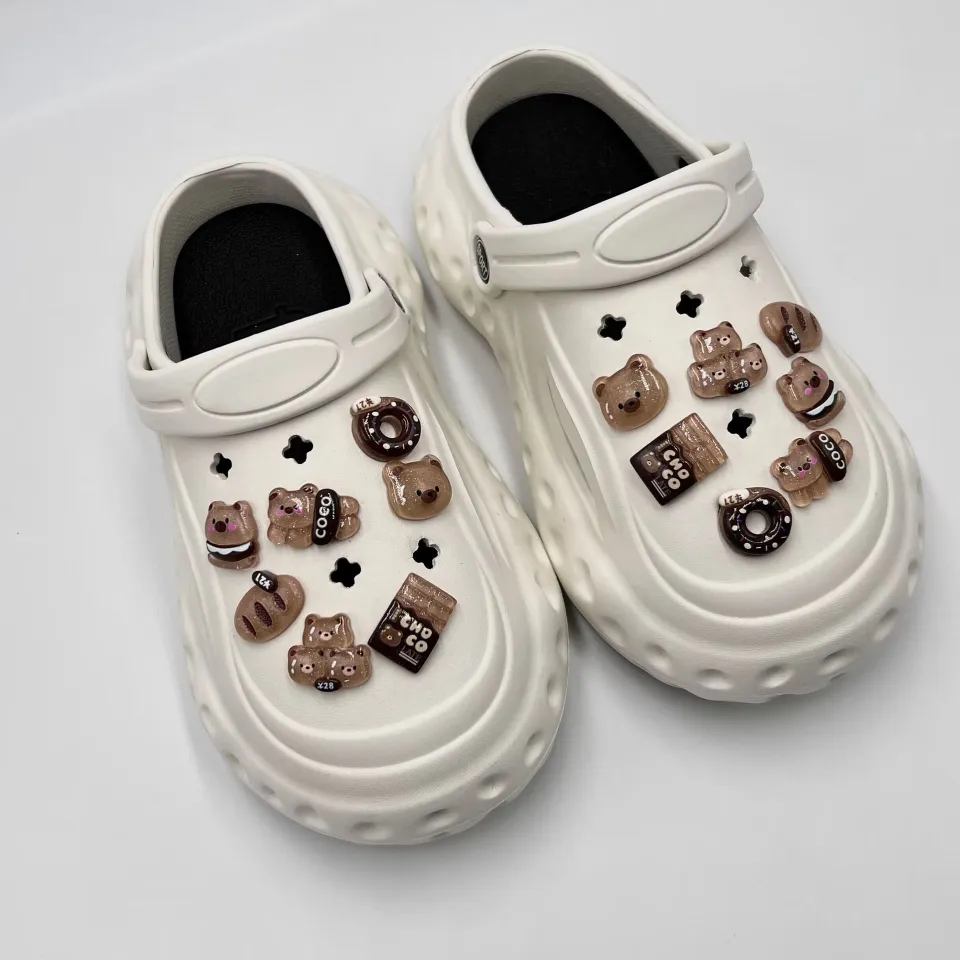 14Pcs/Set Crocs Jibbitz Charms Shoe Accessories DIY Chocolate Fashion  Cartoon Bear Shoe Buckle for Crocs