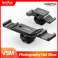 Godox VSM-H03 VSM-H02ฐานเสียบแฟลชคู่อุปกรณ์รองเท้าร้อนสำหรับกล้องโทรศัพท์ Vlog นำไมโครโฟนแฟลชวิดีโอ