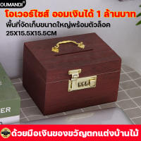 โอเวอร์ไซส์ ออมเงินได้ 1 ล้านบาท OUMANDI กระปุกออมสิน ด้วยมือเงินของขวัญตกแต่งบ้านไม้ าอกสมบัติในตำนานทำด้วยมือ พื้นที่จัดเก็บขนาดใหญ่พร้อมตัวล็อค 25X15.5X15.5CM ของเล่นเด็ก กระปุกออมสินไม้ กระปุกออมสิน ออมสิน ถังออมสินไม้สัก