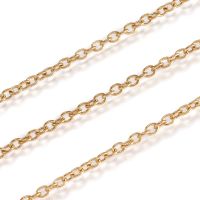 1m 3.28 Feet Vacuum Plating 316 Stainless Steel Cable Chains Soldered Oval Golden 2.5x2x0.5mm