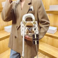 Western Style Three-Dimensional Embroidered Bear Bag Female New Fashionable Portable Diana All-Match Printed One-Shoulder Temper 【AUG】