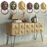 With Screw Flatback Wardrobe Drawer Bronze Color Door Pull Alloy Handle Lion Head Furniture Handles