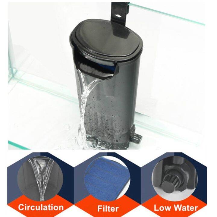 5W Plastic Low Water Aquarium Internal Filter Fish Tank Hanging