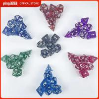 PING3693 7Pcs/set สองสี ลูกเต๋า DND 7-Die Table Game D4 D6 D8 D10 D12 D20 ลูกเต๋าเกม หลายเหลี่ยมเพชรพลอย อะคริลิค ลูกเต๋าหลายด้าน TRPG DND