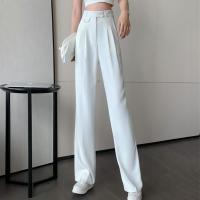 Spot parcel post Womens White Draped Suit Wide-Leg Pants 2022 Summer Thin High Waist Loose and Slimming Straight Casual Mop Pants