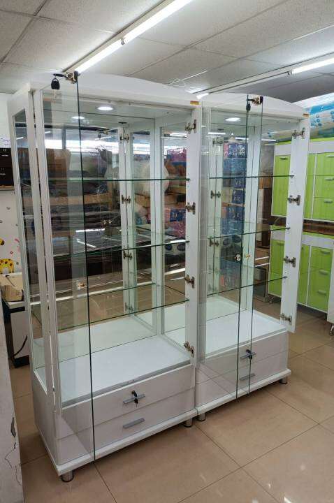 shop-nbl-ตู้โชว์กระจกดาวไลท์-havana-160-cm-model-duo-set-ดีไซน์สวยหรู-สไตล์ยุโรป-4-บานเปิด-4-ลิ้นชัก-สินค้าขายดีมาก-แข็งแรงทนทาน-ขนาด-160x47x180-cm