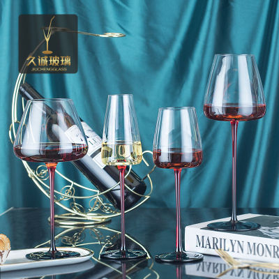 แม่พิมพ์ Concave ถ้วยไวน์คริสตัลทำมือสุดหรูแก้วไวน์แดงถ้วยไวน์ความงามสูงชุดถ้วยไวน์เบอร์กันดี Stemware แบบบางเฉียบ