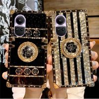 เคสสำหรับ OPPO Reno 10 Pro 5G Reno10 Reno10Pro 10Pro 2023เคสโทรศัพท์ Bling TPU อ่อนที่วางที่ตั้งแหวนขายึดเคสฝาหลังเคสกันกระแทกมือถือ