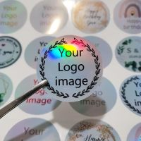 hot！【DT】☒☑✔  100pcs Personalized Stickers Labels Text Logo Wedding Invitations Favors Boxes Holographic Sticker