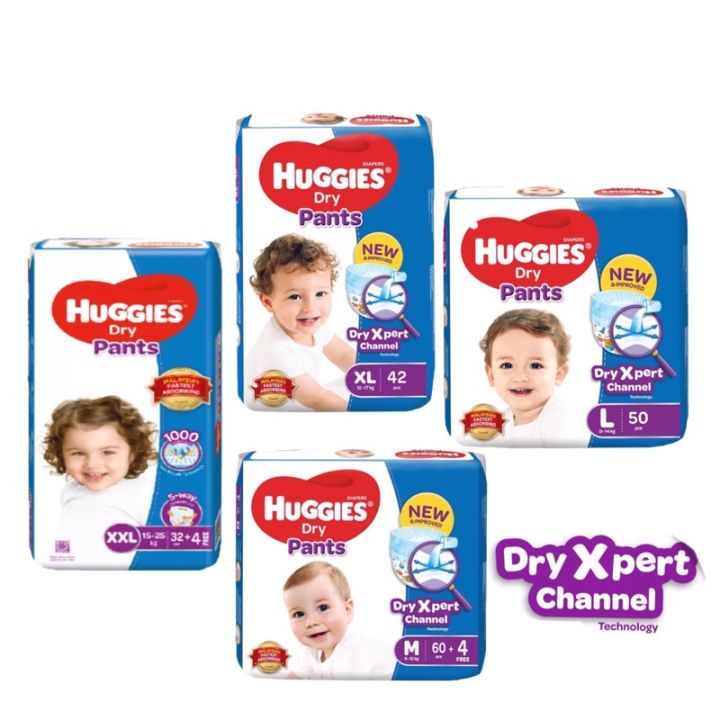 Huggies Dry Pants Mega Packs S66/M60/L50/XL42/XXL32 Lazada