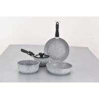 Set of 5 pots and pans (with 2 removable handles)