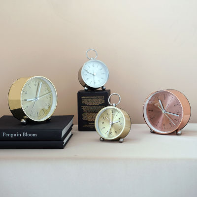 Latest Simple Thick Aluminum Metal Alarm Clock Mute Bedside Student Creative Luminous Clock Decoration Clock