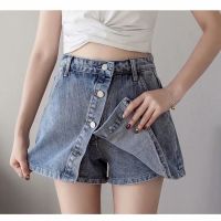 Womens Denim Skirt Summer Plus Size Culottes High Waist A-line Skort Ladies Fashion Mini Skirt Shorts