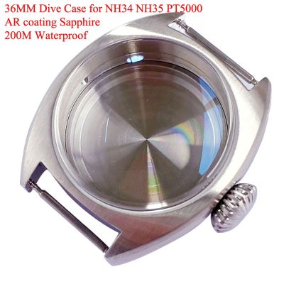 36Mm Diving Stainless Steel Automatic Watch Case 200M Waterproof AR Domed Sapphire Glass Fit NH35A NH36 NH34 ETA 2824 PT5000