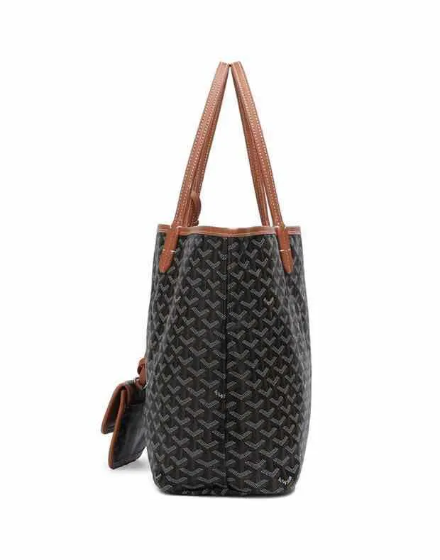 HOT) GAOY GOYARD Fashion Canvas One-Shoulder Portable Shopping Bag  Celebrity Same Style Women's Travel Bags Tote Bag Dog Teeth Bag