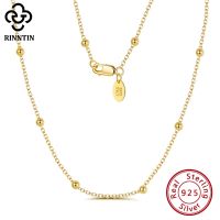 Rinntin 925 Sterling Silver Women Satellite Chain 1.0Mm Cable Chain With Ball Beads Necklace For Girls Fashion Jewelry SC43