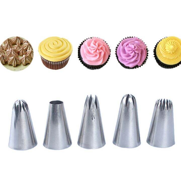 5pcs-large-metal-cake-cream-decoration-tips-set-pastry-tools-stainless-steel-piping-icing-nozzle-cupcake-head-dessert-decorators