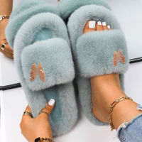 Womens Slippers Fashion Orange Sandals Butterfly Decor Furry Slides Fluffy Flip Flops Designer Winter Slippers Platform Shoes