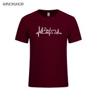 Heartbeat Of Music Notes Funny Printed T Shirt Mens 2023 Summer Casual Short Sleeve T-Shirt Cotton Music Teacher Gift Tops Tees S-4XL-5XL-6XL