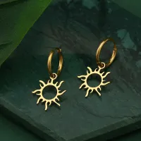 Stainless Steel Earrings New Sun Totem Plated Hoops Earrings 2022 Trend Charm Earrings For Women Jewelry Party Best Gifts