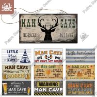 ∈✁ Putuo Decor Little Man Cave Sign Wooden Hanging Signs Fun Wooden Sign for Warning Man Cave Home Decor Room Door Decoration Men