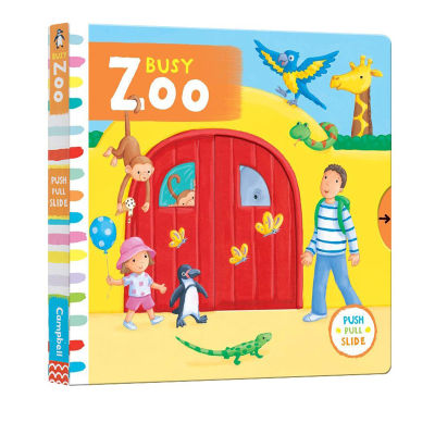 English original childrens picture book busy zoo cardboard mechanism operation activity book childrens Enlightenment learning parent-child education interactive learning