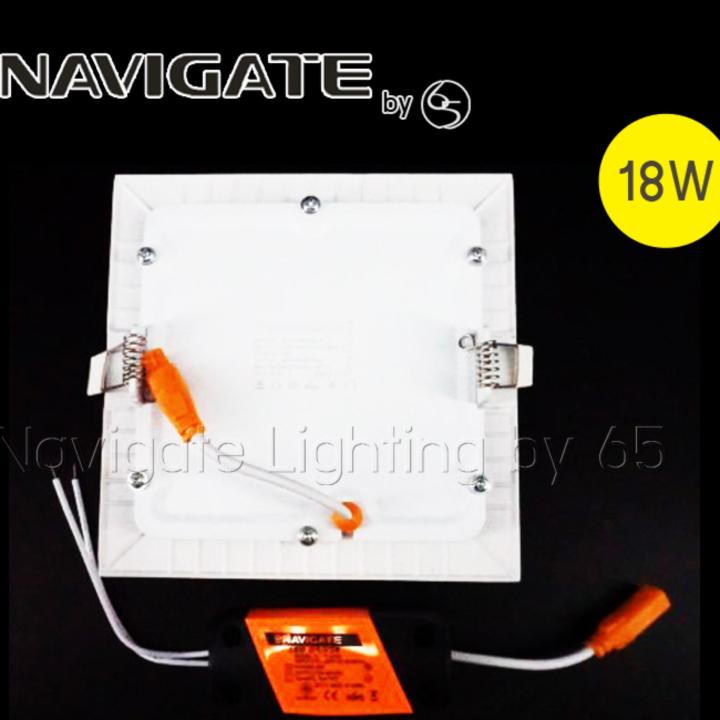 navigate-downlight-led-ดาวน์ไลท์-สี่เหลี่ยม-แบบบาง-ultra-slim-ขนาด-8-นิ้ว-18-วัตต์-สีวอร์มไวท์-warm-white-3000k-2ชิ้น