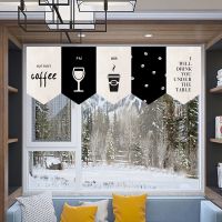 Nordic Kitchen Short Curtain Restaurant Coffee Shop Dessert Shop Decorative Curtain Triangle Flag Curtain Partition Curtain