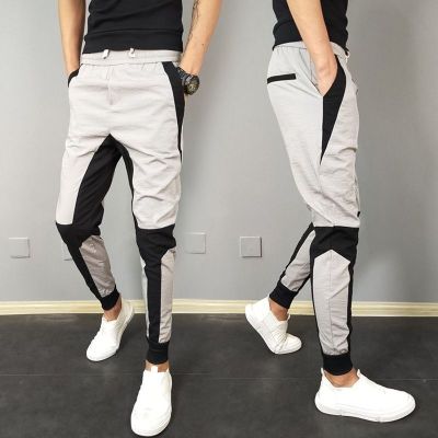 NGHG MALL-Cool men Kuaishou net red with the same Korean version of the slim skinny pants mens casual pants mens social guys tight-fitting leggings nine-point pants men