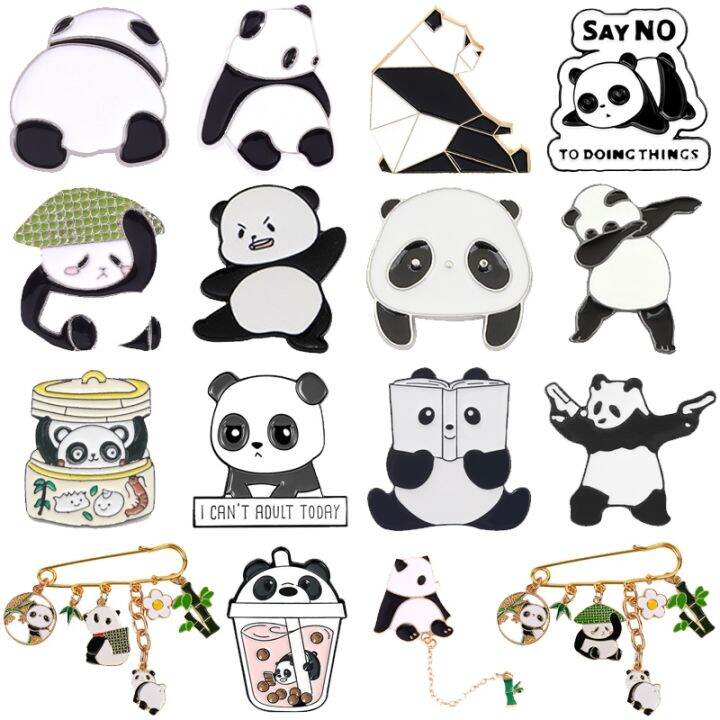 cartoon-cute-animal-panda-enamel-pins-chain-pendant-panda-milk-tea-books-bamboo-alloy-brooch-badge-sweet-woman-jewelry-gift