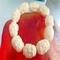 New ice material mammoth ivory bracelet mens eighteen arhat bracelet mens and womens rosary beads text play gift Buddha head