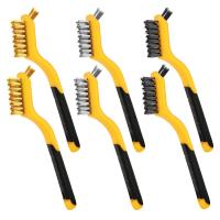 6 Pcs Wire Brush Set Brushed Brass/Stainless Steel/Nylon Wire Brushes for Cleaning with Curved