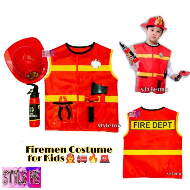 Firemen Occupation Complete Set Role play Costume For Kids 38 years