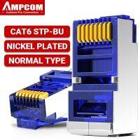 [Hot K] AMPCOM ขั้วต่อปลั๊กแบบโมดูลาร์ RJ45ป้องกัน CAT6 8P ลอนปลาย8C สายเคเบิลอีเทอร์เน็ต50U ชุบทองขั้วต่ออีเธอร์เน็ต