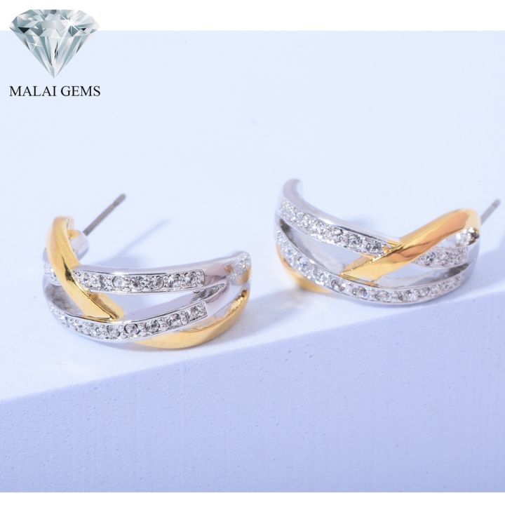 malai-gems-ต่างหูเพชร-เงินแท้-silver-925-เพชรสวิส-cz-เคลือบทองคำขาว-รุ่น-44000346-แถมกล่อง-ต่างหูcz-ต่างหูเงินแท้