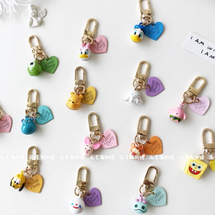 korean-cartoon-ins-star-winnie-the-pooh-donald-duck-bell-keychain-airpods-protective-case-bag-pendant