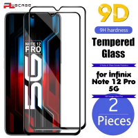 PlusCase สำหรับ Infinix Note 12 Pro 5G 2 Pack HD 9H กระจกนิรภัยป้องกันหน้าจอครอบคลุมเต็มรูปแบบป้องกันฟิล์ม2ชิ้น