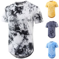 New Mens Fashion Tie dye Tshirt Hip Hop O-neck Streetwear Tee Shirt Swag Curve Hem Male Tops T Shirt Clothing For Man