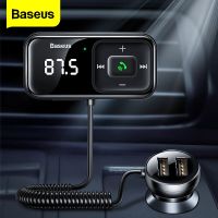 Baseus เครื่องส่งสัญญาณ FM ในรถยนต์รองรับบลูทูธได้5.0 USB ชุดอุปกรณ์ไร้สาย AUX แฮนด์ฟรีที่ชาร์จแบตในรถเครื่องเล่น MP3วิทยุอัตโนมัติ